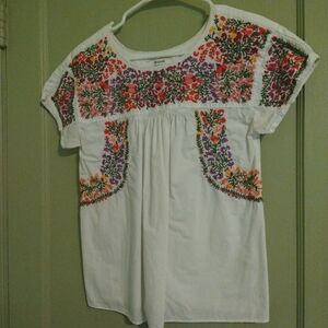 Madewell white embroidered springtime top